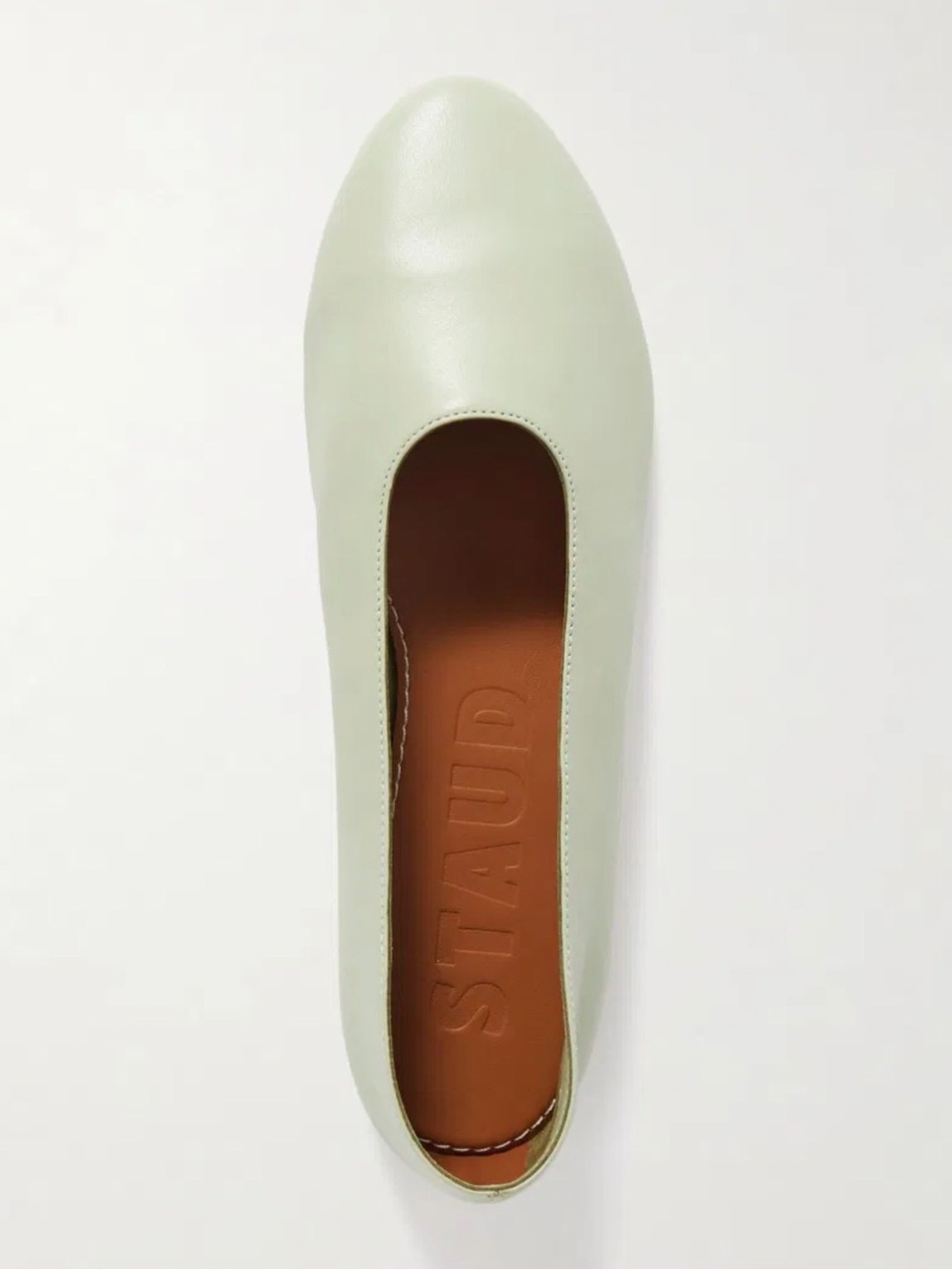 STAUD Pale Mint Leather Ballet Flat